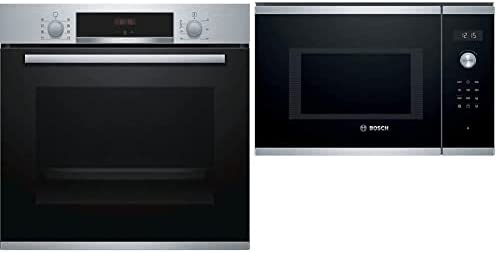 Bosh Four encastrable Série 4-60 x 60 cm - Four multi-fonctions à air chaud 3D - 3400 W - Grande capacité de 71L & Micro ondes Grill Encastrable - Micro-Ondes + Grill Intégrable Inox et noir - 25L Fiche Technique et Prix au Maroc