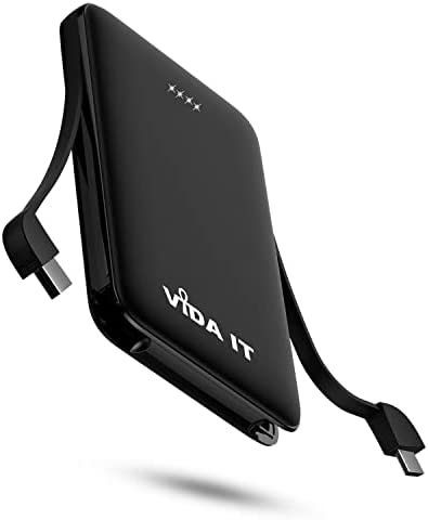 Vida IT Mini Batterie Externe Chargeur USB-C pour Samsung Galaxy S21 S20 FE A10 A12 J7 Batterie Portable de Secours, 5000mAh Power Bank Legere avec Câble Intégré, CE Un Cellule Fiche Technique et Prix au Maroc
