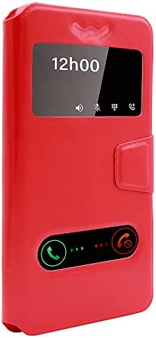 Coque Compatible avec MICROMAX in Note 1 Double Fenêtre Universelle Pochette Magnétique - Rouge Fiche Technique et Prix au Maroc