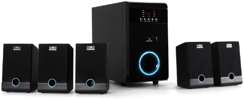 Auna Set actif 5.1 Enceintes Home Cinema Surround (pack d'ampli et enceintes multimédia pour TV et PC, Subwoofer Bassreflex, réveil, télécommande, 95W RMS) Fiche Technique et Prix au Maroc