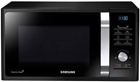 SAMSUNG MG28F303TAK/EC Micro-ondes Grill, 900 W/1500 W, 28 litres, 6 niveaux de puissance, intérieur en céramique, noir, 44,4 x 51,7 x 29,7 cm Fiche Technique et Prix au Maroc