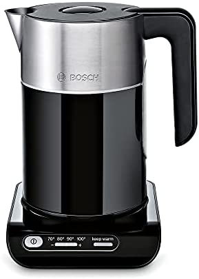Bosch TWK8613P Styline Chauffe-Eau (2400 W, Sélection de la Température, Arrêt Automatique, Fonction de Maintien au Chaud, Protection Contre la Surchauffe, Capacité 1,5 L), Noir Fiche Technique et Prix au Maroc