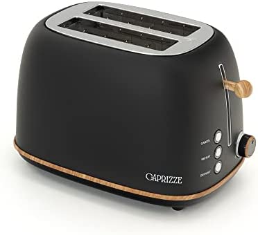 CAPRIZZE Grille Pain Kaito avec Double Fente Extra de 3,8 cm et 13,5 cm de long, 6 Niveaux de Grill, Multifonction, Design Vintage Effet Bois Noir Mat Fiche Technique et Prix au Maroc