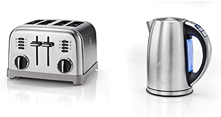 Cuisinart CPT180E Grille-pain 4 tranches, acier inoxydable brossé & Cuisinart CPK17E Bouilloire digitale multi-température, variable 85-100°C, LCD, acier inoxydable brossé, 3000 W, 1.7L Fiche Technique et Prix au Maroc