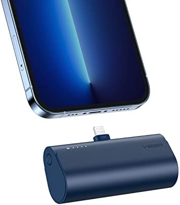 VEGER Batterie Externe 5000mAh, 20W Mini Batterie Portable Charge Rapide, Power Bank Petite Mignonne Compatible avec iPhone 14 13 12 11 X 8 7, Airpods (Bleu) Fiche Technique et Prix au Maroc