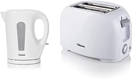 TRISTAR Bouilloire 1.7l - 2200W WK3380 & Grille-pain Tristar BR-1013 – 2 fentes courtes – Blanc Fiche Technique et Prix au Maroc
