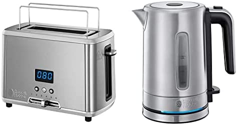 Russell Hobbs Toaster, Grille-Pain, Décongèle, Réchauffe, Température Ajustable & Bouilloire 0,8L, Ebullition Rapide, Filtre Anti-Calcaire Amovible Lavable, Ouverture Automatique Fiche Technique et Prix au Maroc