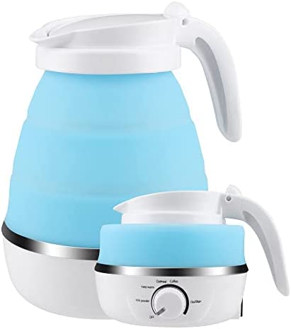 Jooheli Bouilloire Pliable de Voyage, 0,6L Bouilloire Électrique avec Bouton de Réglage de la Température, Mini Bouilloire de Voyage, Portable Bouilloire Électrique pour Voyager Camping (Bleu) Fiche Technique et Prix au Maroc