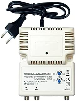 HDME AMPLIFICATEUR TNT Blinde 2 Sorties ampli d'intérieur antenne TV 220V Fiche Technique et Prix au Maroc