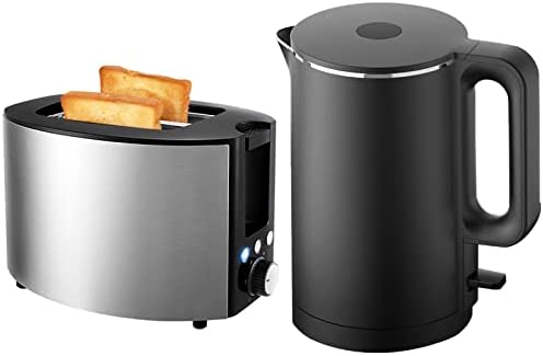 HIMU Ensemble Bouilloire Et Grille-Pain, Bouilloire Électrique En Acier Inoxydable De 1,8 Litre, Grille-Pain/Réchauffer/Décongeler/Annuler, Noir Fiche Technique et Prix au Maroc