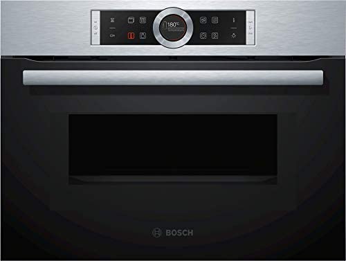 Four encastrable émail lisse Bosch CMG633BS1 - Four multifonction Chaleur tournante + Microondes / 45 litres / Inox / Porte classique (2 vitres) / hauteur 45 cm Fiche Technique et Prix au Maroc