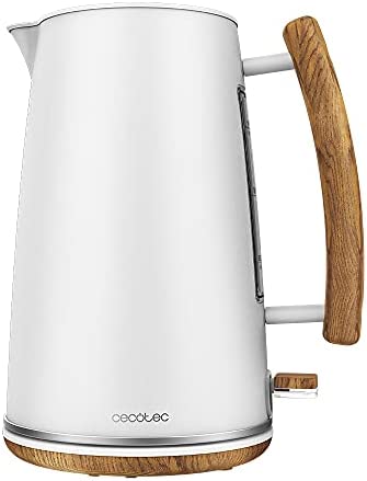 Cecotec Bouilloire ThermoSense 400 White Woody. 1,7 L de capacité et 3000 W, Hautement résistant à la corrosion et entièrement sans BPA, Base rotative à 360, Filtre anti-calcaire amovible. Fiche Technique et Prix au Maroc