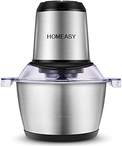 HOMEASY Hachoir Électrique Avec Bol Acier Inox 2L, Hachoir à Viande 350W Avec 4 Lames Amovibles pour Hacher Viande, Oignon, Herbes, Fruit Sec Rapide et Sans Efforts Fiche Technique et Prix au Maroc