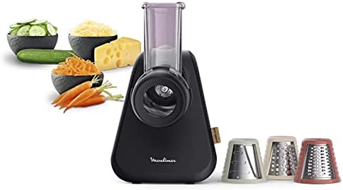 Moulinex Eco Respect découpe-légumes, Design écologique, Salades, Légumes tranchés, 3 cônes (éminceur, râpe, mandoline), Fabriqué en France DJ77EN10 Noir Mat Fiche Technique et Prix au Maroc