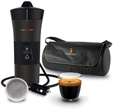 Handpresso – Coffret Cafetiere portable 12V Handcoffee Auto Set 21002, Machine a cafe portable à dosette Senseo pour voiture 12V avec sac et tasse. Cafetiere Senseo allume-cigare pour le voyage. Fiche Technique et Prix au Maroc