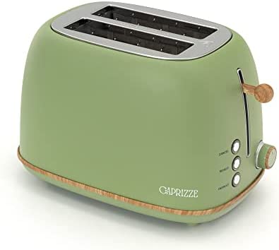 CAPRIZZE Grille Pain Kaito avec Double Fente Extra de 3,8 cm et 13,5 cm de long, 6 Niveaux de Grill, Multifonction, Design Vintage Effet Bois Vert Mat Fiche Technique et Prix au Maroc