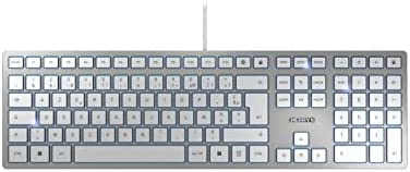 CHERRY KC 6000 Slim, disposition française, clavier AZERTY, clavier filaire, mécanisme à ciseaux pour une frappe parfaite, design ultra-plat, argent Fiche Technique et Prix au Maroc