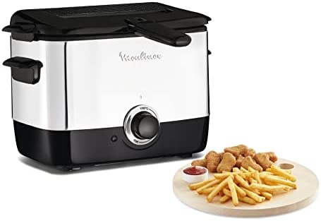 Moulinex Minifrito Friteuse classique, 1 L, 600 g de frites, pour 2 portions, 150 °C à 190 °C, Compact, Rangement facile, Hublot de contrôle, Nettoyage facile AF220010 Fiche Technique et Prix au Maroc