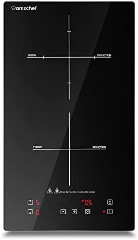 AMZCHEF Plaque Induction 2 Feux, Domino Table de Cuisson à Induction Encastrable avec Cristal Noir Poli Surface,Commandes Tactiles et Sécurité Enfant, 10 Niveaux de Puissance, la Minuterie, 3300W Fiche Technique et Prix au Maroc
