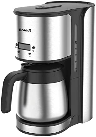 Brandt CAF1512TH – Cafetière Filtre Programmable – Capacité 10 Tasses – Réservoir 1,2L – Puissance : 1000W - Programmable 24h - Verseuse isotherme — Maintien au Chaud – Arrêt automatique - Noir Fiche Technique et Prix au Maroc