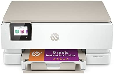 HP Envy Inspire 7220e Imprimante Tout en Un - Jet d'encre Couleur – 6 Mois d'Instant Ink Inclus (Photocopie, Scan, Impression, Photo, A4, Recto/Verso, WiFi), Blanc Fiche Technique et Prix au Maroc