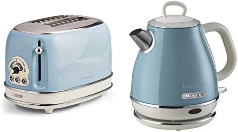 Ariete Vintage 155 Grille-Pain 2 Tranches, 810 Watts, 6 Niveaux & Vintage 2868 Bouilloire Électrique en Acier Inoxydable pour Infusions, Thés et Tisanes, Système de Mise Hors Tension, Bleu Clair Fiche Technique et Prix au Maroc