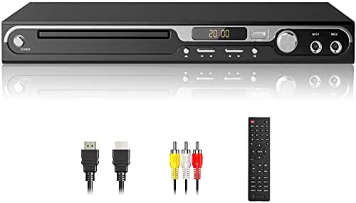 Lecteur DVD HD 1080P pour TV, Lecteur DVD HDMI avec Double entrée Micro, Lecteur DVD sans région, entrée USB, Sortie HDMI/AV, Bouton en métal de Haute qualité et Son Dolby. Fiche Technique et Prix au Maroc