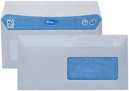 TECNO PRESTIGE, boîte de 500 enveloppes extra blanc, bande de protection, 80g, Format DL 110x220 mm avec fenêtre 45x100 Fiche Technique et Prix au Maroc
