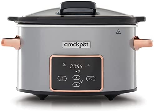 Crockpot mijoteuse électrique programmable avec couvercle à charnière et affichage numérique | 3,5 L (3-4 personnes) | Fonction maintien au chaud | coloris argent et cuivre [‎CSC059X] Fiche Technique et Prix au Maroc