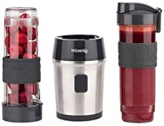 H.Koenig Mini Blender Smoothie Transportable Compact 570mL SMOO9 Sans BPA Puissant 300W, Mixeur à Smoothie 2 Bouteilles Portables, 4 Lames en Inox, 2 gourdes avec couvercles de voyage incluses Fiche Technique et Prix au Maroc