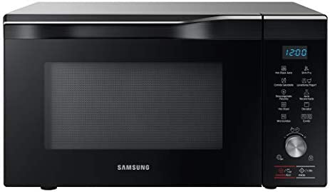 Samsung Mc32K7055Ct/Ec Four micro-ondes avec grill de 32 l intérieur en céramique technologie HotBlast et fonction four jusqu'à 200 °C 2100 W Noir et gris Fiche Technique et Prix au Maroc