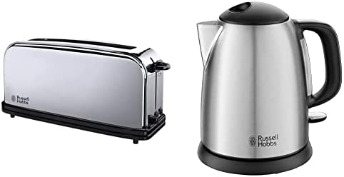 Russell Hobbs Toaster Grille Pain 1000W, 1 Longue Fente, Chauffe Viennoiserie & Bouilloire Compacte 1L, Ebullition Rapide, Filtre Anti-Calcaire Amovible, Lavable, Niveau d'Eau Visible Fiche Technique et Prix au Maroc