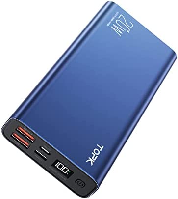 TOPK Batterie Externe 20000mAh, USB C 20W PD et QC3.0 Charge Rapide Power Bank 3 Sorties et 3 entrées Type C de Chargeur Portable, Ecran LED Numérique, pour iPhone iPhone 12 11 X 8 iPad Tablet (Bleu) Fiche Technique et Prix au Maroc