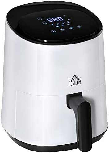 HOMCOM Friteuse sans huile à air chaud 1300 W 2,5 L avec affichage numérique, 7 programmes, température réglable, minuterie et panier antiadhésif noir Fiche Technique et Prix au Maroc