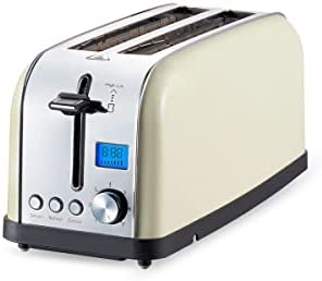 PRIXTON Bianca Pro Grille-pain 2 fentes pour 4 Grille-pain 1500 W 7 niveaux de grille-pain Écran LCD avec minuterie Fonctions décongélation, recyclage, annulation acier inoxydable Fiche Technique et Prix au Maroc