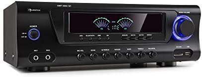 AUNA AMP 3800 BT 5.0 - Amplificateur HiFi, 2 x 120 W + 3 x 50 W RMS, Fonction Bluetooth, Port USB, Emplacement SD, 2 Prises Micro, entrée DVD stéréo, Sortie de Ligne stéréo , Noir Fiche Technique et Prix au Maroc