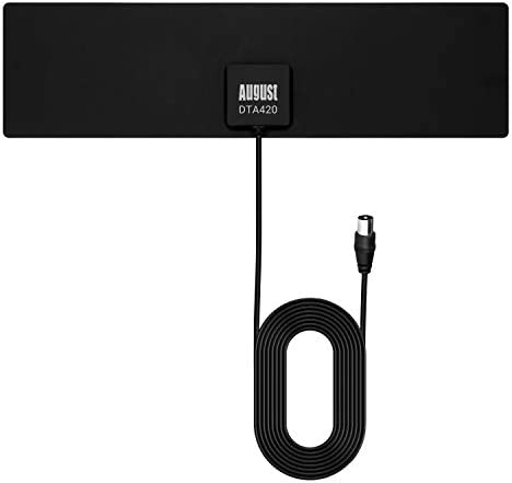 Antenne TV Intérieur Puissante TNT HD – August DTA420 – Haut Gain Extra Plate Discrète Attache Fenêtre Vitre Mural Autocollante Universelle Télévision Numérique - Noir Fiche Technique et Prix au Maroc