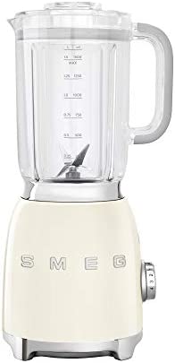 Smeg BLF01CRUK Mixeur carafe avec lames en acier inoxydable, 4 vitesses et fonction à impulsions, programmes prédéfinis de smoothie et glace pilée, verrouillage de sécurité, 1,5 L, 800 W (crème) Fiche Technique et Prix au Maroc