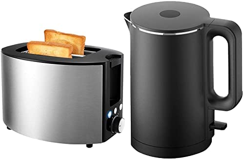 RENXR Grille-Pain À 2 Fentes Larges Ensemble De Cuisine Bouilloire Et Grille-Pain Bouilloire Électrique en Acier Inoxydable De 1,8 Litre Réchauffer/Décongeler/Annuler/Griller, Noir Fiche Technique et Prix au Maroc