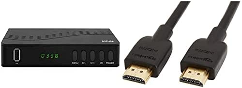 Denver Décodeur TNT DVB-T2. DENVER DTB-140. Récepteur terrestre/Tuner TV. Full HD. & Amazon Basics Câble HDMI 2.0 haute vitesse Ultra HD, supportant les formats 3D et avec canal de retour audio, 0,9 m Fiche Technique et Prix au Maroc