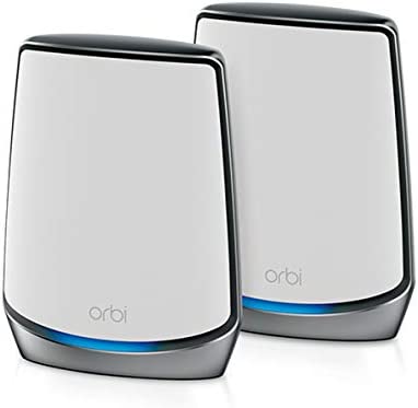 NETGEAR Système Orbi Mesh WiFi 6 Tri Band (RBK852), Pack de 2, Routeur WiFi 6 AX6000 (6 Gbit/s), Couverture WiFi Mesh Ultra Performante de 460 m², idéal Murs Épais et Multiroom, Compatible Toutes Box Fiche Technique et Prix au Maroc