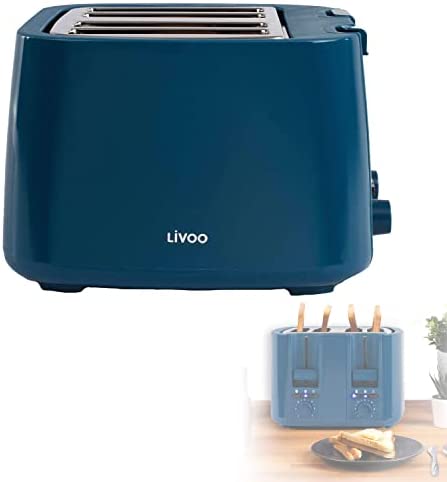 Grille-pain 4 compartiments - Bleu - Thermostat réglable - 4 fentes - 1500 W - Parois froides - 7 niveaux - Tiroir ramasse-miettes - Rangement du câble Fiche Technique et Prix au Maroc