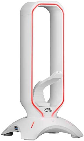 Mars Gaming MHHPRO, Support Casques Gamer avec HUB 2xUSB et Souris Bungee, Blanc Fiche Technique et Prix au Maroc