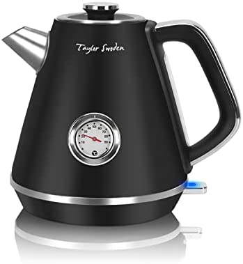 Taylor Swoden Aladin - Bouilloire rétro, 2200W, 1,7L. Acier inoxydable, arrêt automatique, cadran de température. Fiche Technique et Prix au Maroc