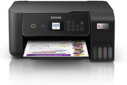 Epson Imprimante EcoTank ET-2821 avec réservoirs, Multifonction 3-en-1: Imprimante / Scanner / Copieur, A4, Jet d'encre couleur, Wifi Direct, Ecran, Faible coût par page, Kit d'encre inclus, Compact Fiche Technique et Prix au Maroc
