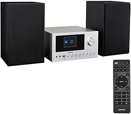MEDION P85003 Mini Chaîne HiFi avec Lecteur CD (WiFi, Bluetooth, Radio Internet, Dab +, USB, AUX, Égaliseur, Écran Couleur TFT avec télécommande, 2X 15 W RMS) Argent Fiche Technique et Prix au Maroc