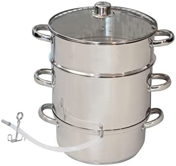 ELO 9913626 Extracteur de jus à Vapeur, Extracteur de jus pour Fruits et légumes, Convient à Tous Types de Feux, Acier Inoxydable, Verre, Argenté, 26 cm Fiche Technique et Prix au Maroc