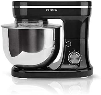 PRIXTON KR200 - Robot pâtissier multifonctions - Puissance 1200 W - 6 vitesses - Bol en acier inoxydable 5L - 3 accessoires - Couvercle transparent - Noir Fiche Technique et Prix au Maroc