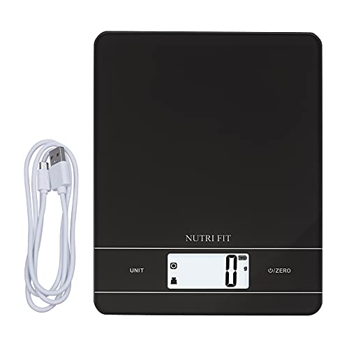 NUTRI FIT Balance de Cuisine numérique - Balance de Cuisine Multifonction Rechargeable avec grattoir à pâte, Haute précision, Portable et Fonction de Tare, Balance de Cuisine et pâtisserie 5 kg, Noir Fiche Technique et Prix au Maroc