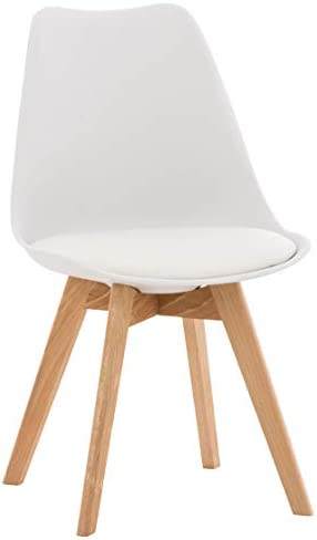 CLP Chaise De Cuisine Linares avec Surface en Plastique Et Revêtement en Similicuir/Tissu/Velours I Chaise avec Piètement en Bois De Hêtre, Couleur:Blanc, Matériel:Plastique Fiche Technique et Prix au Maroc